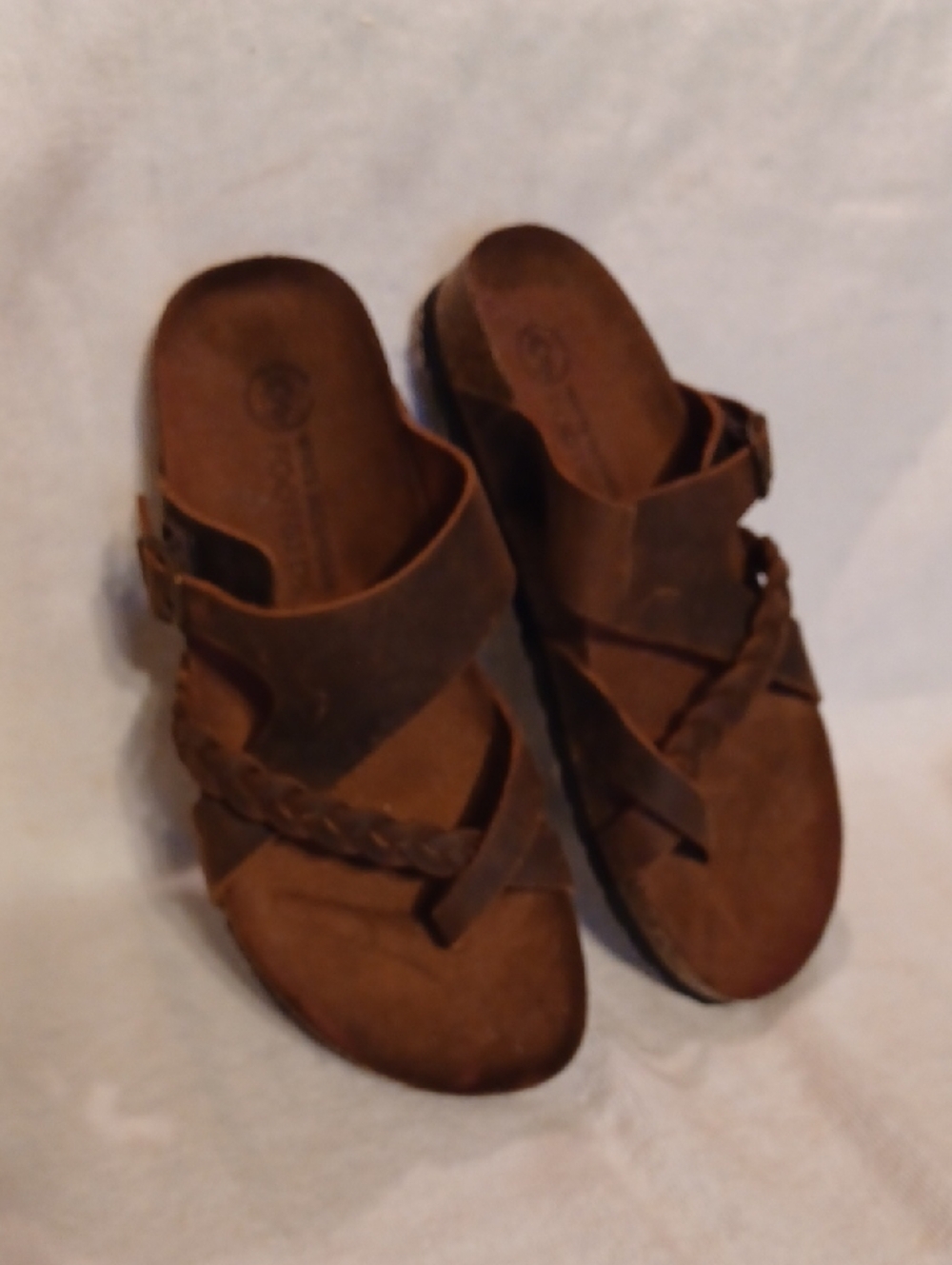 Women’s Brown Braided Slide Sandals White Mountain Size 7 Leather Sandals